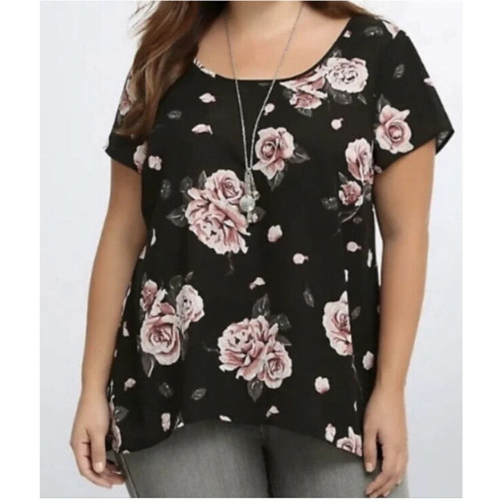 Torrid Floral Hi Low Georgette Blouse Women’s Size 1X